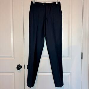 Nigel Curtiss Lightweight Wool Imperial Navy Blue Flat Front Straight Pants 8